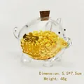 Botella de vidrio transparente con forma de cerdito para granos de oro y corcho - Estilo Entrada de Tesoro (Jin Bao) / 5.5*7.5CM