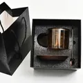 Elegant amber double-walled glass coffee mug gift set including spoon, saucer and premium box - Champagne Gift Box Style / Cup Spoon Coaster Gift Box Set