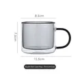 Double-walled smoky grey glass coffee cup with dimensions 8.5x7.5cm for lattes - Gray Single Cup