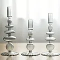 Set of three vintage European style grey glass candlesticks for elegant home decor - Grey Full Set / Gray
