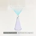 Creative gradient glass dessert cup in blue and purple shades with elegant tall conical base - Rim Diameter 9.5cm x Height 16cm / Gradient Blue & Purple