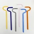 Reusable anti-wrinkle horizontal glass straw set with flute design in multiple colors - Single Straw / Random Color (Single)