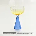 Elegant gradient yellow and blue glass dessert cup with diameter 9.5cm and height 15cm - Diameter 9.5cm x Height 15cm / Gradient Yellow & Blue