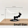 Small creative clear glass dessert bowl with decorative black beaded stem for snacks - 201-300ml / Black Beaded High Leg Bowl (Small) / Diameter 115mm x Height 98mm