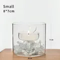 Portavelas pequeño de cristal con copa interna y decoración floral - Pequeño (8x7cm)