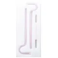 Pink anti-lip wrinkle horizontal glass straws with cleaning brush in white foam tray - Set (2 Straws + 1 Brush) / Pink