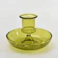 Handmade olive green glass candle holder with an elegant round base for table decor - Water-Drop Style (zt2047) / Green