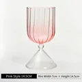 Pink fluted gradient glass dessert cup with conical base, 14.5cm height - Rim 7cm x Height 14.5cm / Pink