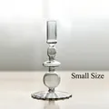 Elegant vintage transparent glass candlestick holder in small size for home decoration - S / Clear