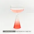 Elegant red gradient glass cocktail and dessert cup with fluted conical stem, height 15cm - Red