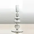 Elegant vintage medium-sized clear glass candlestick holder for creative home wedding decor - M / Clear