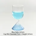 Elegant blue gradient glass dessert cup with textured cone base and 14.5cm height - Blue