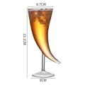 Unique horn shaped glass cocktail goblet with size measurements 23.1cm height. - Moon Wine Glass / 350ml