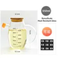 550ml borosilicate glass oil dispenser with scale and bamboo lid for kitchen use - S / S