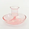 Elegant pink translucent glass candle holder with saucer base for romantic home decor - Smooth Style (zt2047) / Pink