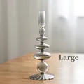 Smoky grey tiered glass candlestick holder in vintage European style for large candles - L / Smoke