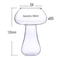 Vista dettagliata di un bicchiere a forma di fungo da 250 ml con misure e capacità. - 250ml / Stile Fungo Trasparente