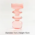 Elegant pink multi-tiered bubble glass flower vase for home and cafe decor, 15cm tall - 4-Sphere Stacked Style (Pink) / Diameter 7cm x Height 15cm