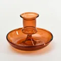 Elegant amber glass candlestick holder with integrated saucer base for table decor - Smooth Style (zt2047) / Coffee
