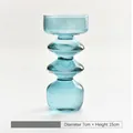 Modern blue bubble-shaped glass flower vase with an artistic multi-tier design. - 4-Sphere Stacked Style (Elegant Blue) / Diameter 7cm x Height 15cm