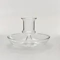 Elegant minimalist transparent glass candle holder with integrated round base tray - Smooth Style (zt2047) / Clear