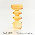 Contemporary amber tiered bubble glass vase decorative flower bottle for home and cafe decor 7x15cm - 4-Sphere Stacked Style (Champagne) / Diameter 7cm x Height 15cm