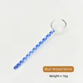 Elegante agitador de vidrio transparente con un mango en espiral azul para café y té - Cuchara Mezcladora de Rayas Azules
