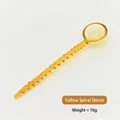 Elegante agitador de café de vidrio amarillo con mango en espiral y cabezal de cuchara - Cuchara Mezcladora Espiral Amarilla