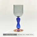 Elegant creative color-clashing wine glass goblet with grey bowl and blue stem design - Grey Body (bz2062) / 220ml (7x18.5cm) / Grey Contrast Style