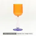 Amber cup body colorful contrast glass goblet with elegant pink stem and blue base - Champagne Body (bz2062) / 220ml (7x18.5cm) / Amber Contrast Style