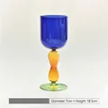 Creative cobalt blue glass goblet with amber stem and green base, 18.5cm tall glass - Blue Body (bz2062) / 220ml (7x18.5cm) / Blue Contrast Style