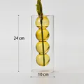 Creative double-layer amber glass bubble vase for hydroponic flowers, 24x10 cm size - Yellow Four-Ball Style (HP2030 B)