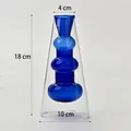 Creative double-layer glass vase with blue inner core and clear conical outer shell - Royal Blue Pagoda Style