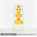 Detail of double-layer amber glass vase showing dimensions 17cm height and 8cm width - Yellow Three-Stage Cone Style