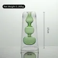 Nordic creative double-layered green glass vase for modern desktop decoration, 17cm. - Green Gourd Style (HP2021)