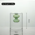 Nordic green double-layer creative glass vase for desk aromatherapy, size 10x8cm - Short Green Gourd Style (HP2021)