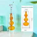 Nordic creative double-layered glass vase with amber bubble inner for desktop decoration - Champagne Gourd Style (HP2021)