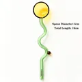 Detailed view of wavy heat-resistant glass stirring spoon showing dimensions 19cm by 4cm - Candy Wavy Glass Spoon 3 / Green