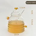 500ml hive-shaped glass honey jar with lid and glass stirring rod - Smooth Large Honey Jar with Three Bees (Style 1)