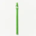 Macro detail of green glass straw featuring a cute cat character and pointed tip. - Bear Straw / Green