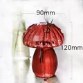 Detailed view of a red mushroom glass vase with 90mm width and 120mm height markings. - Style B (Red) / 120mm x 90mm