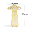 Detail of amber mushroom glass vase showing 90mm width and 120mm height dimensions. - Style C (Amber) / 120mm x 90mm