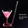 Verre à cocktail vampire conique créatif avec paille intégrée et design à base en spirale - Verre Conique