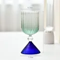 Grün-blauer Glas-Kelch mit Riffelmuster und Maßangaben für Desserts und Eiscreme - Stil B (Zylindrisch) Grüner Körper Blauer Boden / Durchmesser 6,5 cm Höhe 14,5 cm