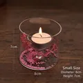 Kleine cilindrische orkaanglas kaarsenhouder met roze droogbloemen decor - Cilinder Stijl (Zonder Accessoires) / Klein (8*7cm)