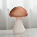 Detailed view of a two-tone frosted glass mushroom vase for creative home decoration - 8*12cm / Frosted Chocolate