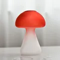 Detail view of a creative mushroom-shaped glass vase with red-to-white frosted gradient. - 8*12cm / Matte Red