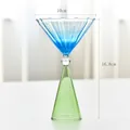 Elegant bicolor ribbed glass dessert cup with 10cm rim diameter and 16.8cm total height - Style C (Conical) / 10cmx16.8cm / Blue + Green Gradient