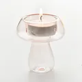 Portacandele in vetro rosa a forma di fungo con lumino acceso per decorazioni - Rosa
