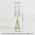 Pink and green gradient fluted dessert glass with tall conical base, 165ml capacity - Style D (Champagne Flute) / 4.7cmx21.4cm (165ml) / Red Gradient + Green Base